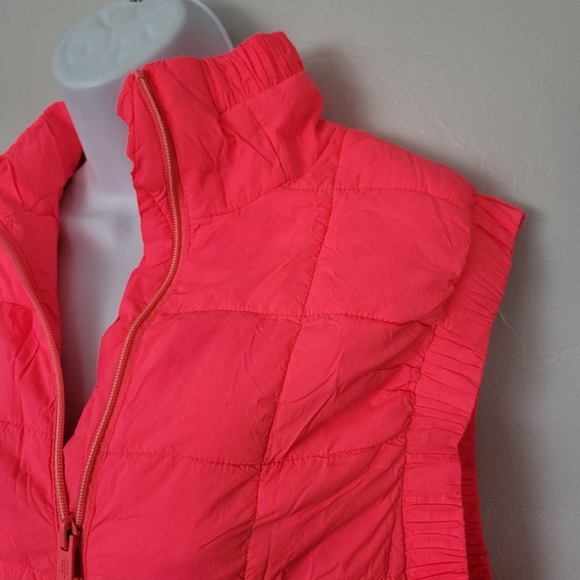 Free People Movement Women's Small Neon Pink Quilted Puffer Vest Double Zipper - Picture 6 of 10